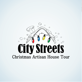 logo design city streets christmas artisan north bay snowy rooftop with colourful christmas lights