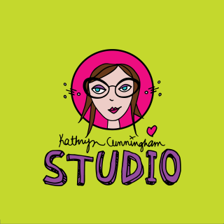 vector logo design based on client self portrait illustration kathryn cunningham studio