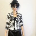 Black & white striped short cropped button up blazer. Beetlejuice vibes! Sz M