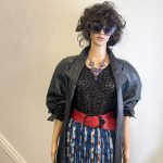80s Navy/Black Oversized Soft Leather Coat with Shoulder Pads. Sz L