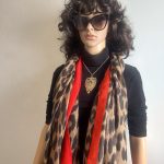 Leopard Print & Red Long Red Scarf, shawl, wrap. Can be worn in multiple ways.