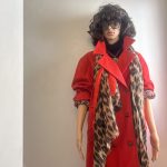 Vintage Red Pure Virgin Wool Double Breasted Peacoat with Leopard Print Lining. M/L