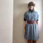 Full button down long denim jean tunic dress with cuffed sleeves and front side pockets. Sz M