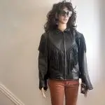 Black fringe motorcycle jacket. Sz XL