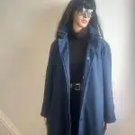 Vintage London Fog navy blue wool all weather trench coat with zip out liner. Sz M