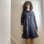 Organic cotton soft blue turtleneck sweatshirt tunic dress with pockets. Fair trade certified. Sz M