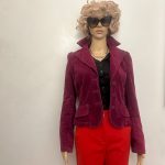 90's dark fuchsia velvet blazer with ruched sleeves. Sz XS