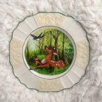 'Bambi's Rest Spot' - One-of-a-kind Handmade Mixed Media Decorative Antique Plate.