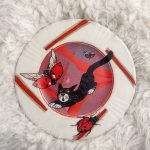 'Black Cat & Ladybugs' - One-of-a-kind Handmade Mixed Media Decorative Antique Plate.