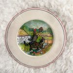 'Tabby Cat & Chicken Farm Life' - One-of-a-kind Handmade Mixed Media Decorative Antique Plate.