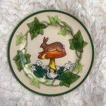 'Hare and Toadstool' - One-of-a-kind Handmade Mixed Media Decorative Antique Plate.