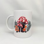 'Mushroom Forest' Themed, Scandinavian Folk Art, Woodland Rustic Style 15oz Mug