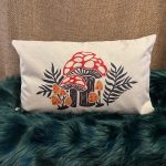 'Mushroom Forest' Themed, Scandinavian Folk Art Style, Soft Linen Rustic Pillow Cover