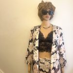 2 Piece Floral Summer Blazer with Matching Cropped Dress Pants, Black, White & Pink Dress Suit. Sz 12/14