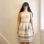 NWT Multi-Coloured, Striped, Structured Short Pleated Skirt with Pockets. White, Gold, Silver & Blue. Sz S