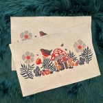 'Bird & Mushroom Forest' Themed Scandinavian Folk Art, Woodland Style, Rustic Dining Placemat (Set of 2)